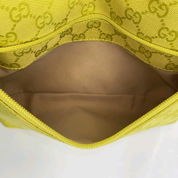 Gucci 🍋 GG Canvas Leather Jackie Yellow Green Shoulder Bag - Picture 15 of 16